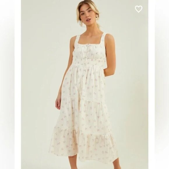 Altar'd State Anastasia Cottagecore Midi Dress Size Medium Floral Coquette - Picture 1 of 11